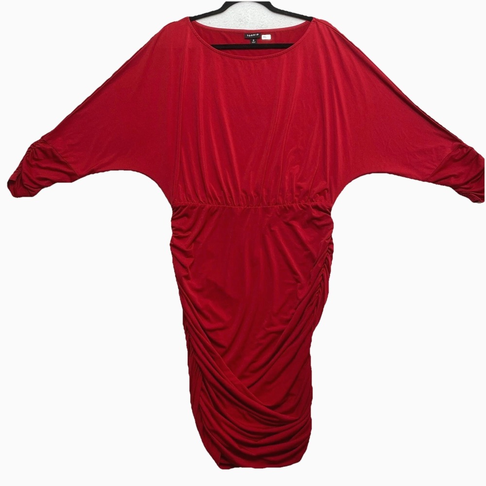 Torrid Mini Dress Womens 0X Red 3/4 Sleeve Knit Studio $75